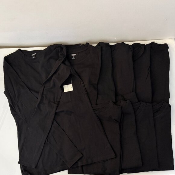 NWT Ardene 10-pack bundle of black cotton crew neck long sleeve shirts - Size S - Picture 1 of 5